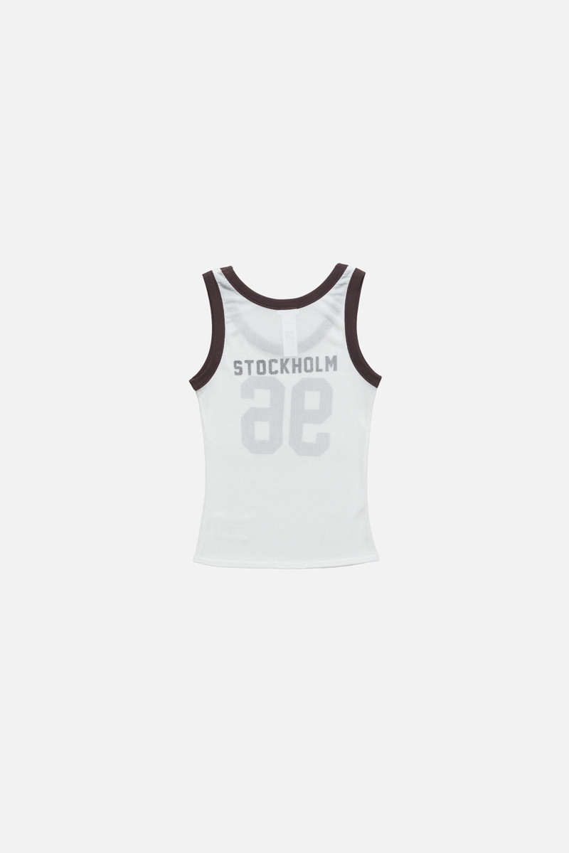 Sheer logo tank top - Brown/white 6