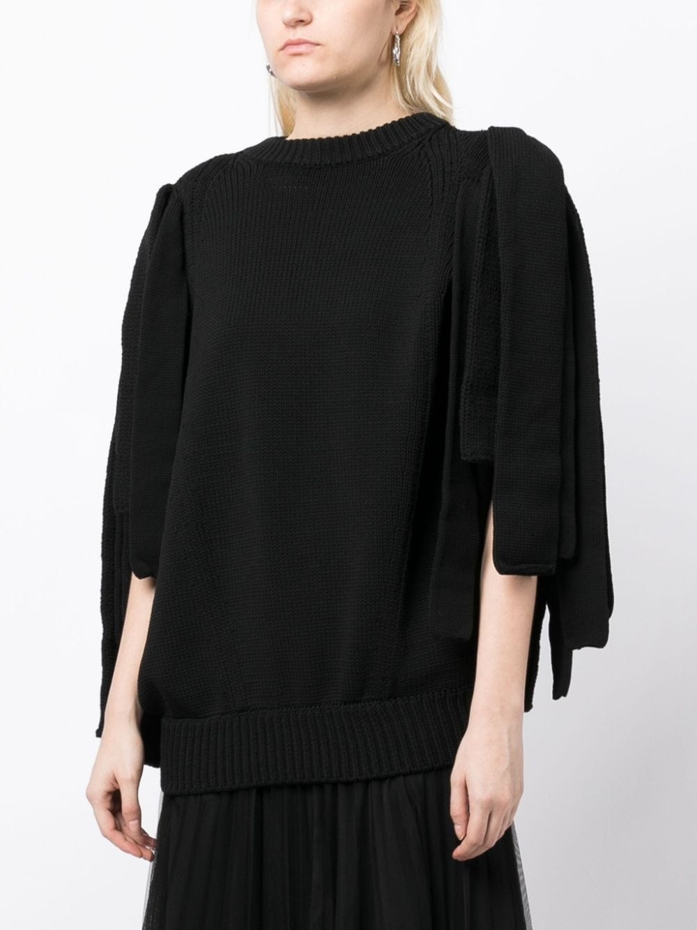 layered-sleeve chunky-knit jumper - 3