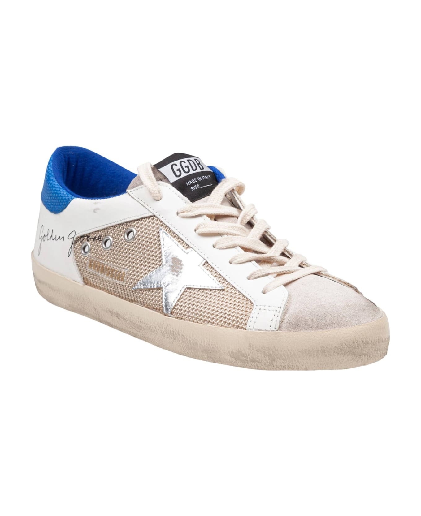 Golden Goose Super Star In Suede And Fabric White And Bluette Color - 3