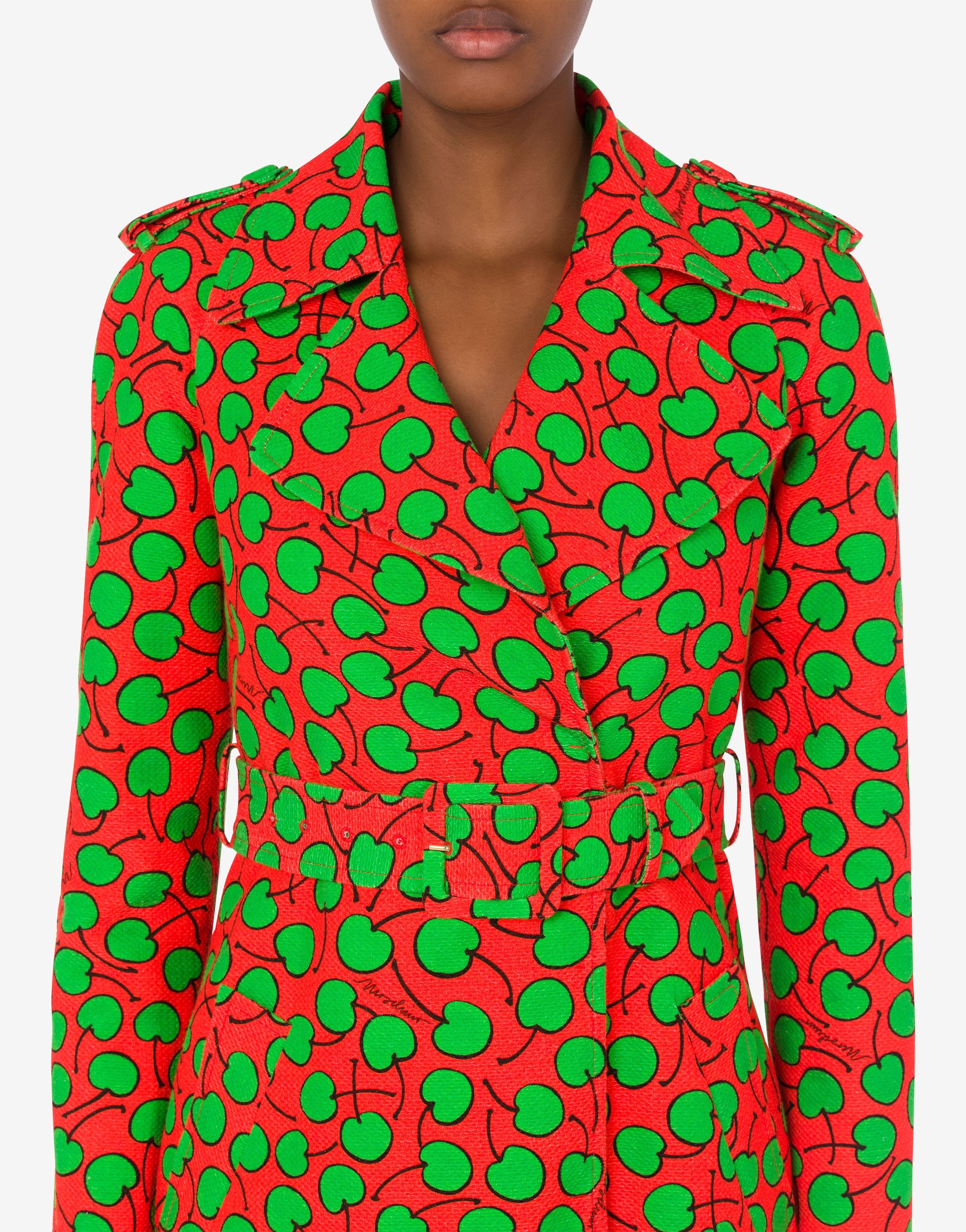 ALL-OVER CHERRY PIQUÉ TRENCH COAT - 4