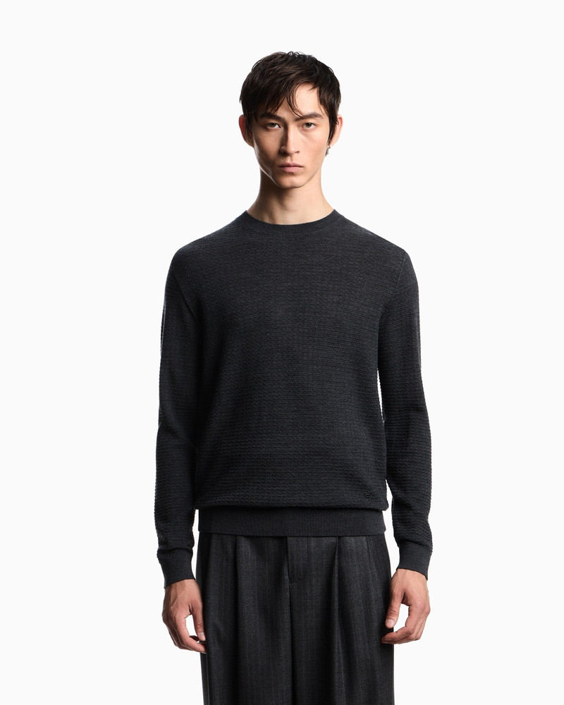 EMPORIO ARMANI VIRGIN WOOL JUMPER WITH EMBOSSED JACQUARD PATTERN outlook