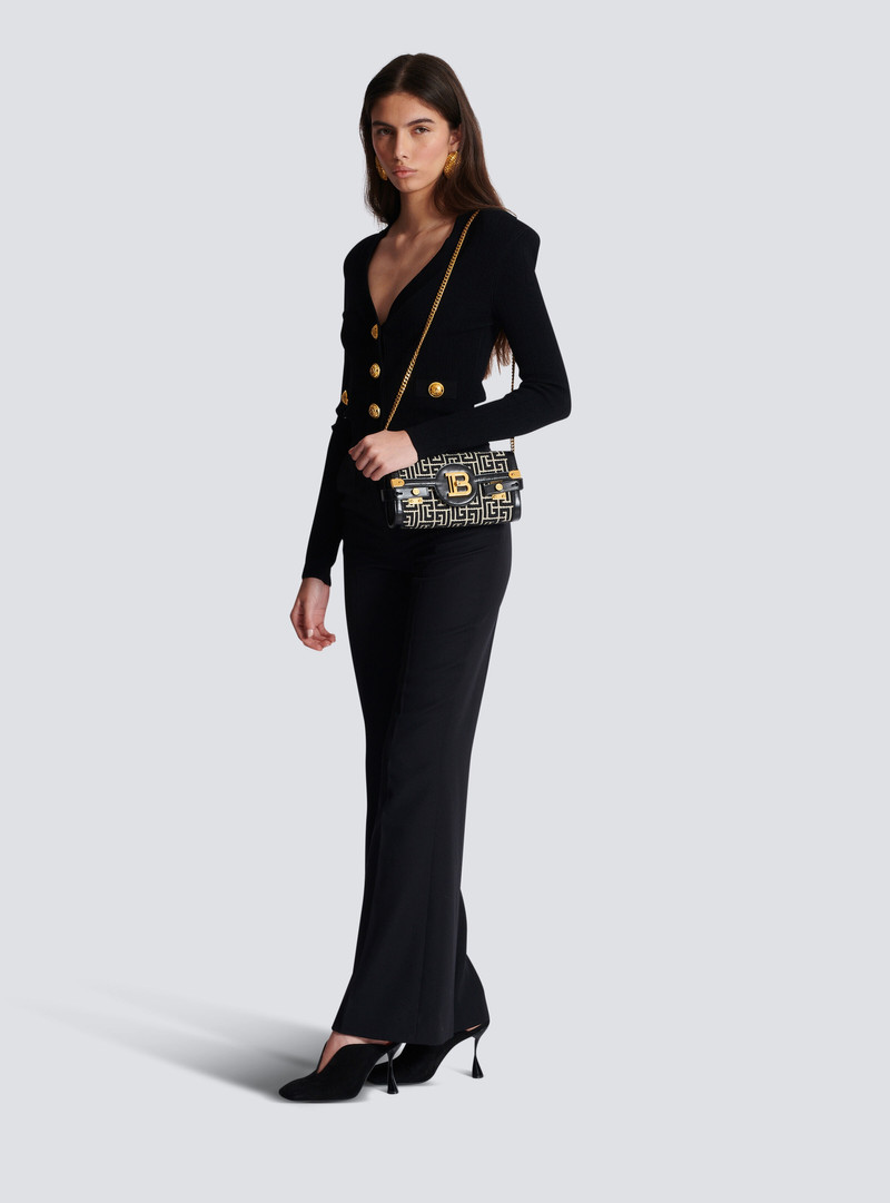 Balmain B-Buzz 23 jacquard and leather Clutch bag outlook