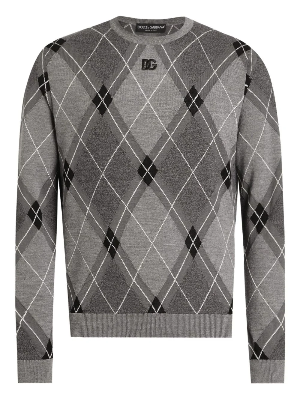 argyle-pattern logo-detail sweater - 1