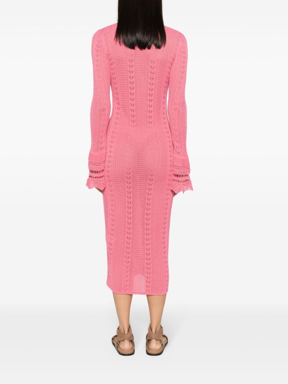 pointelle-knit V-neck maxi dress - 4