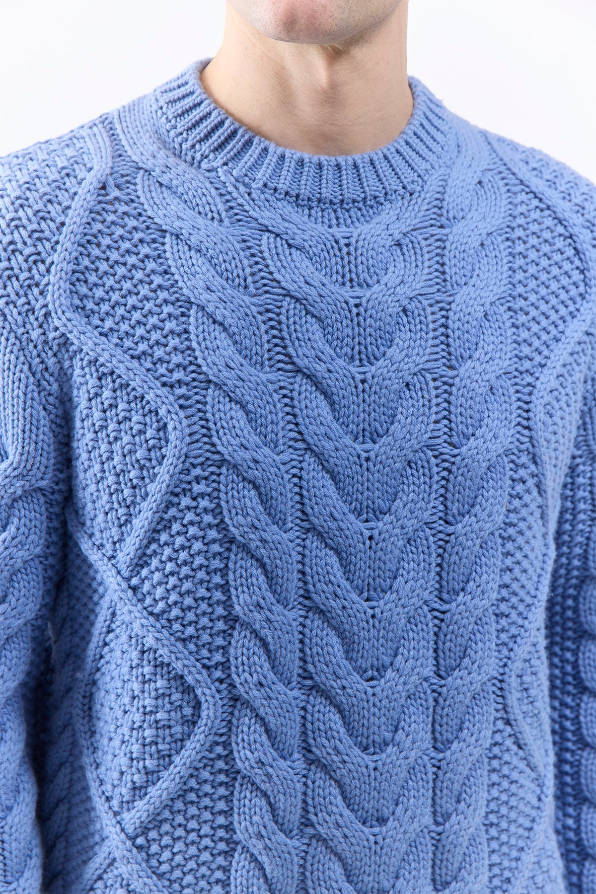 Geoffrey Knit Sweater in Light Blue Denim Cashmere - 9