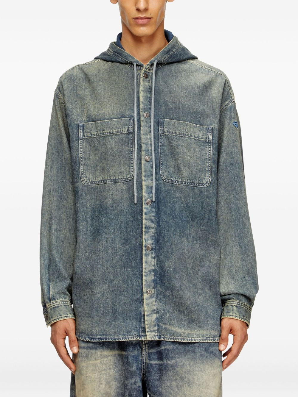hooded denim shirt - 3