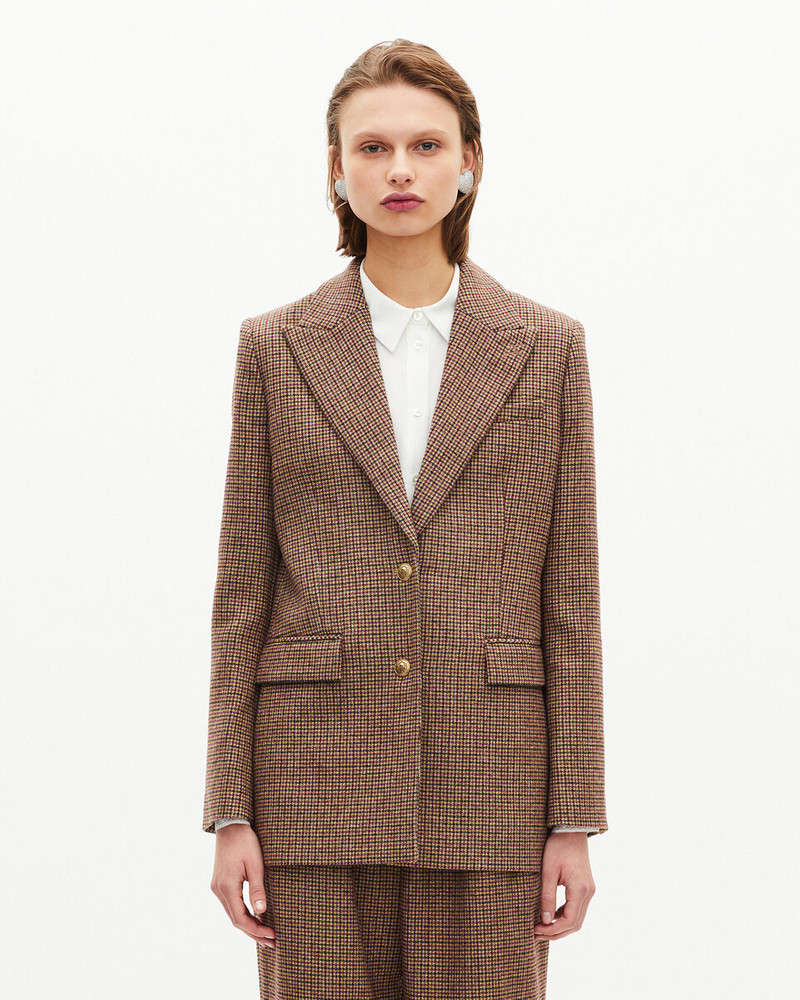CAMEL HOUNDSTOOTH TAILORED JACKET 3