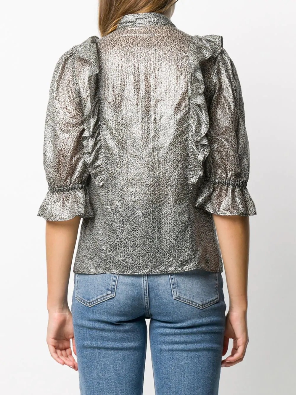 metallic puff sleeves blouse - 4