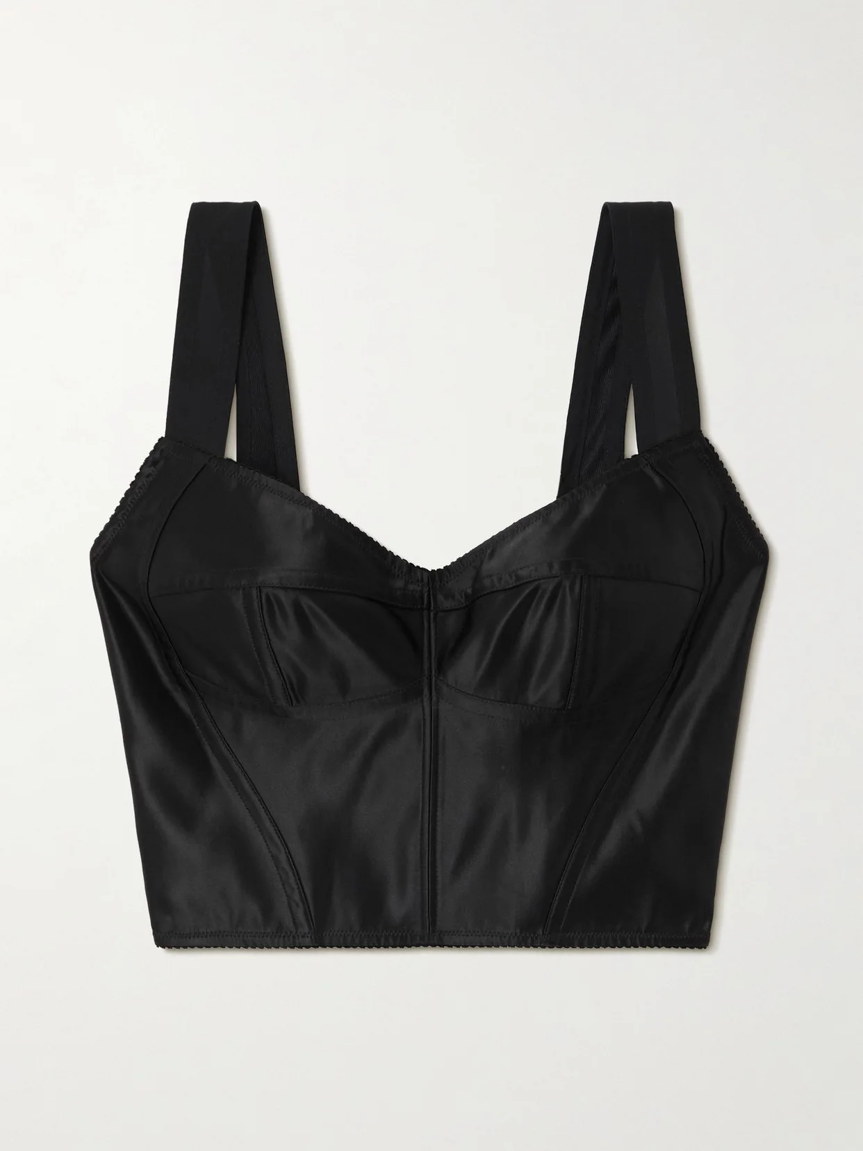 Crepe-trimmed Satin Bustier Top - 1