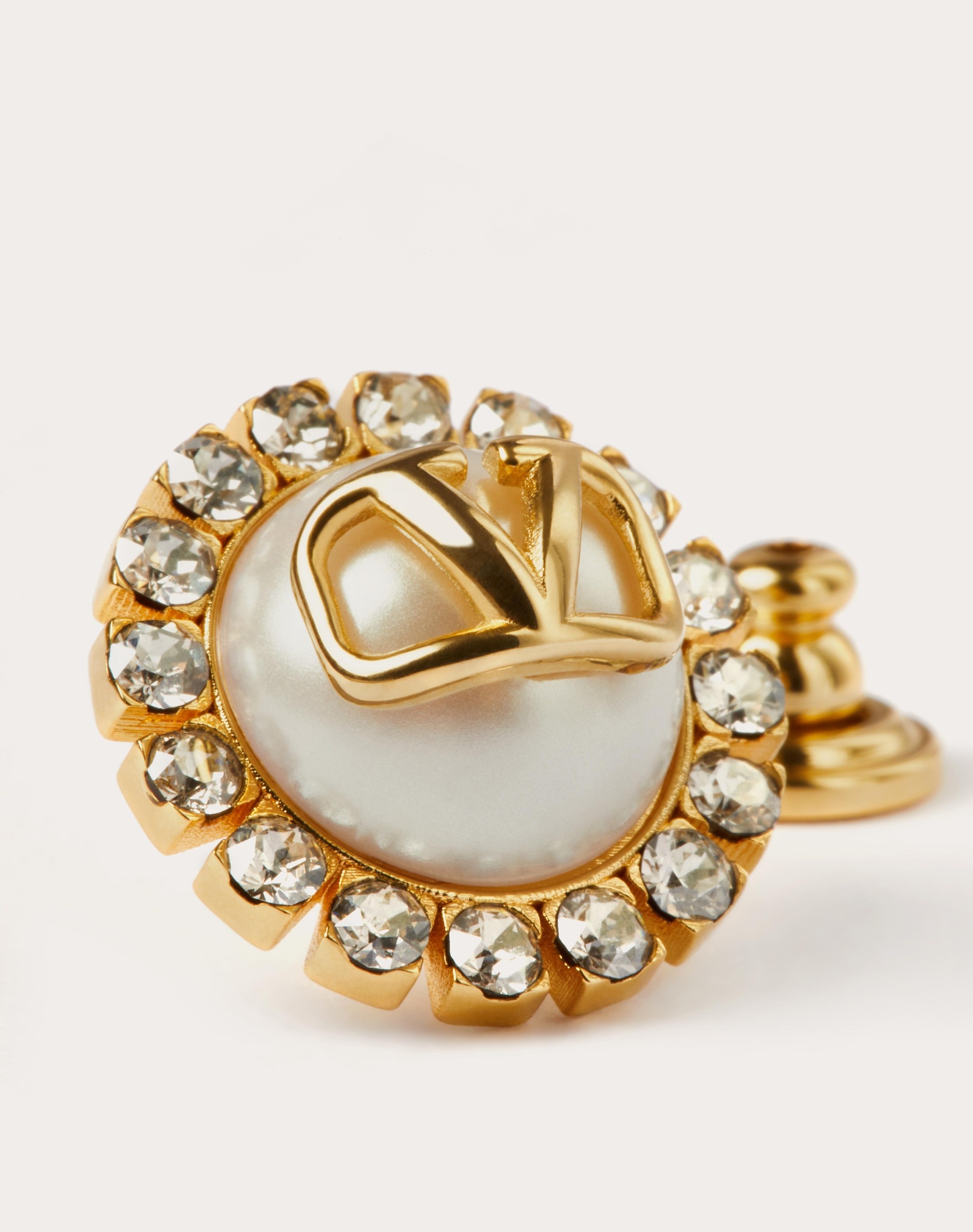 Valentino VLOGO SIGNATURE METAL RING WITH PEARLS AND CRYSTALS