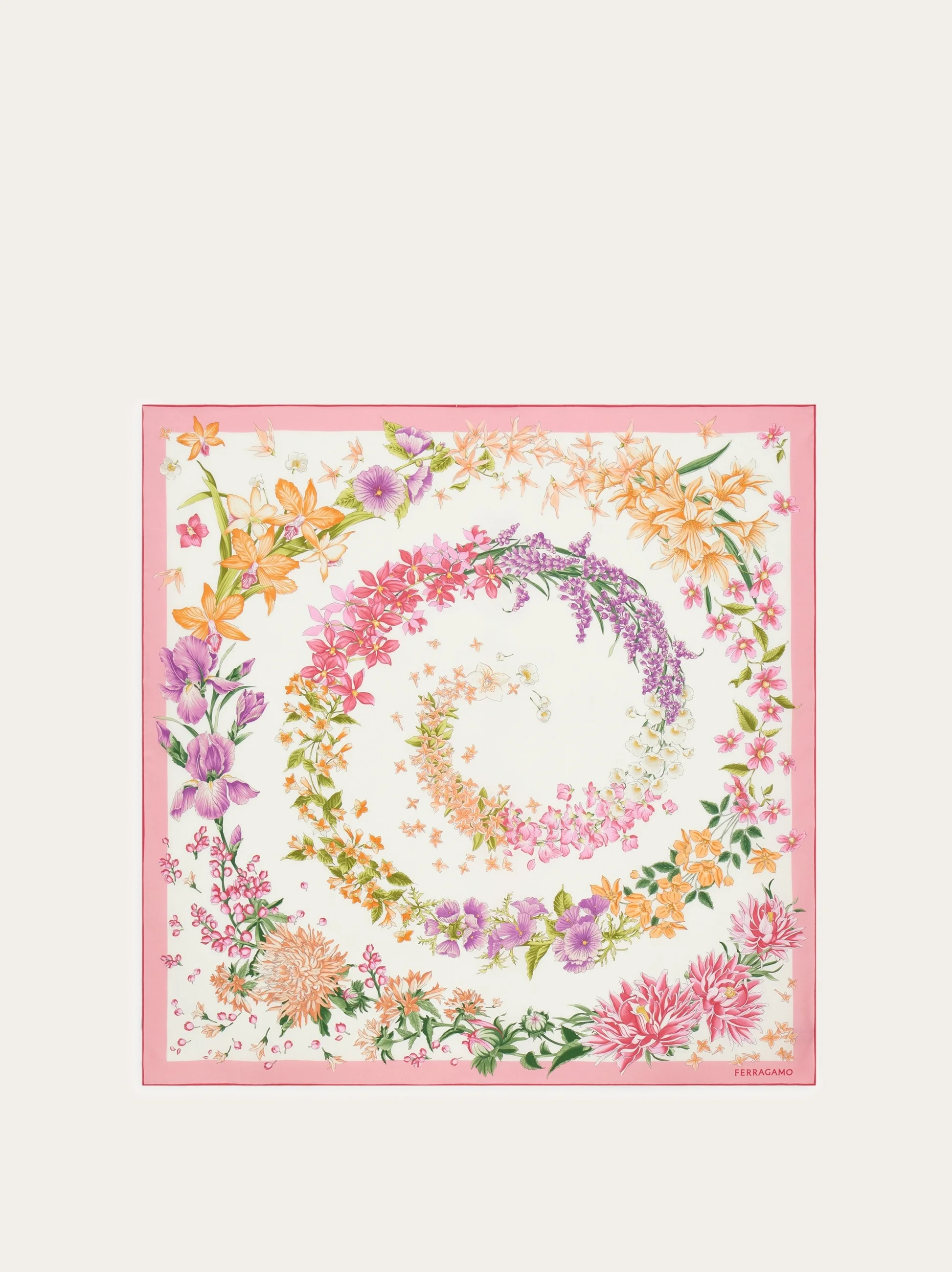 Spring print silk foulard - 1