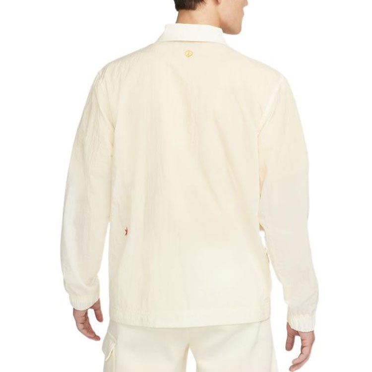 Men's Nike Retro Embroidered Daisy Long Sleeves Autumn Coconut Milk Shirt DM5056-113 - 3