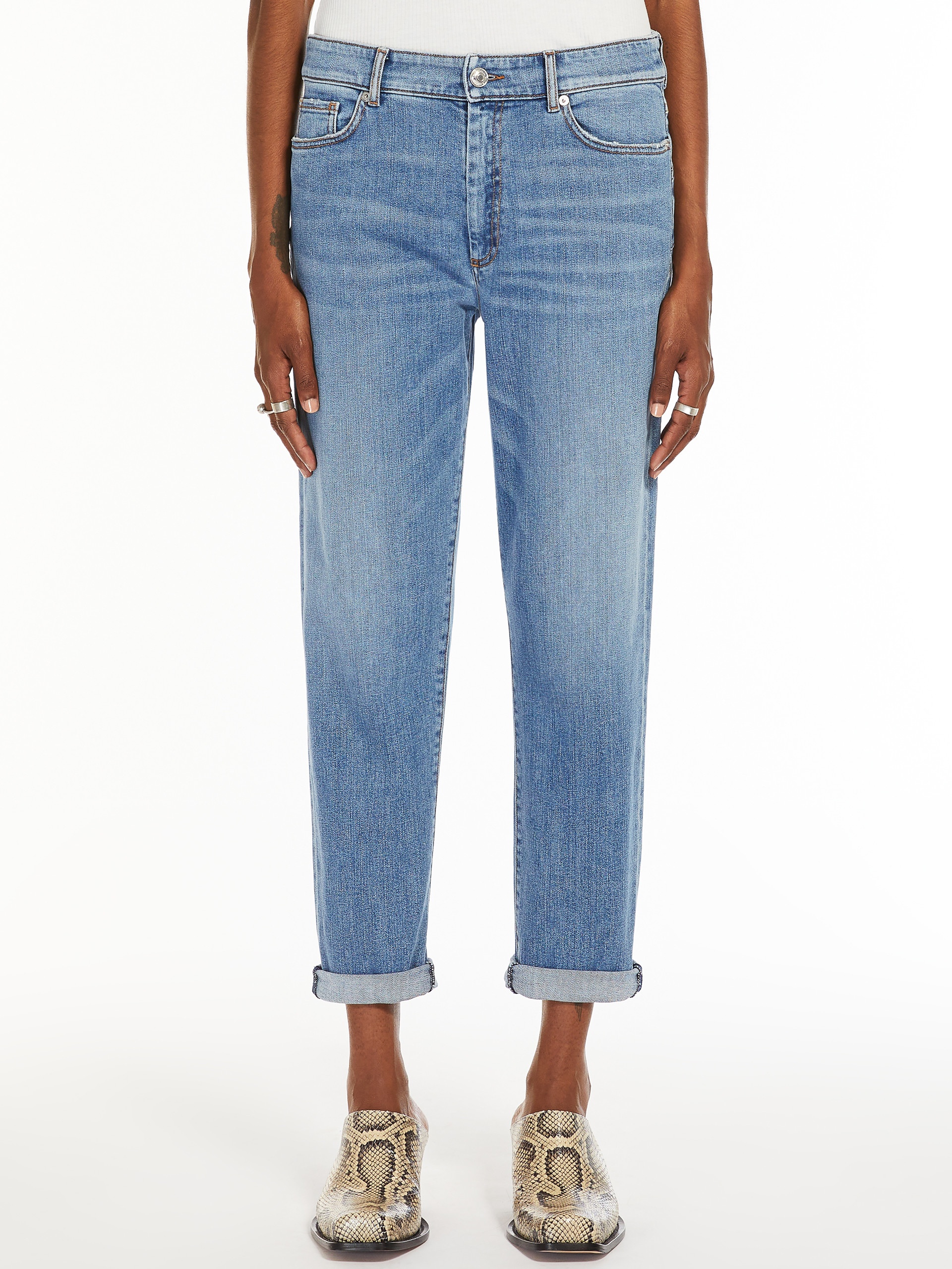 デニム・ジーパン SPORTMAX NAVATA - Perfect fit denim with boyfriend line Sportmax NAVATA Perfect-fit boyfriend-cut jeans | REVERSIBLE