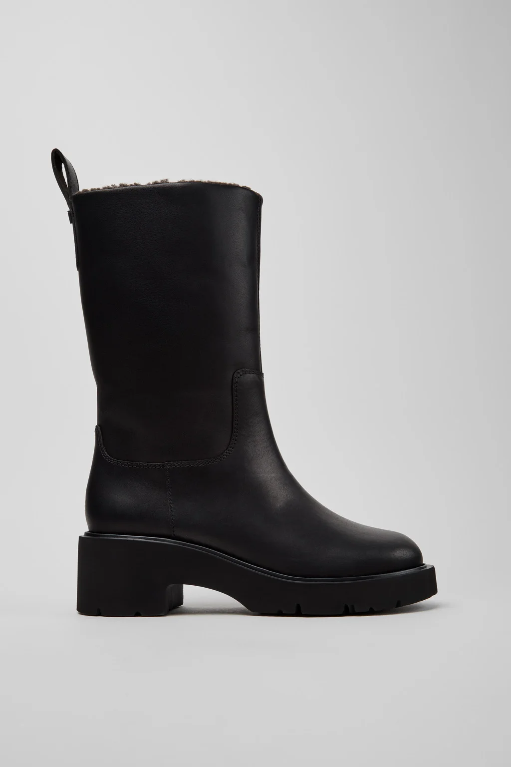 Milah Black Leather High Boots for Women. - 1