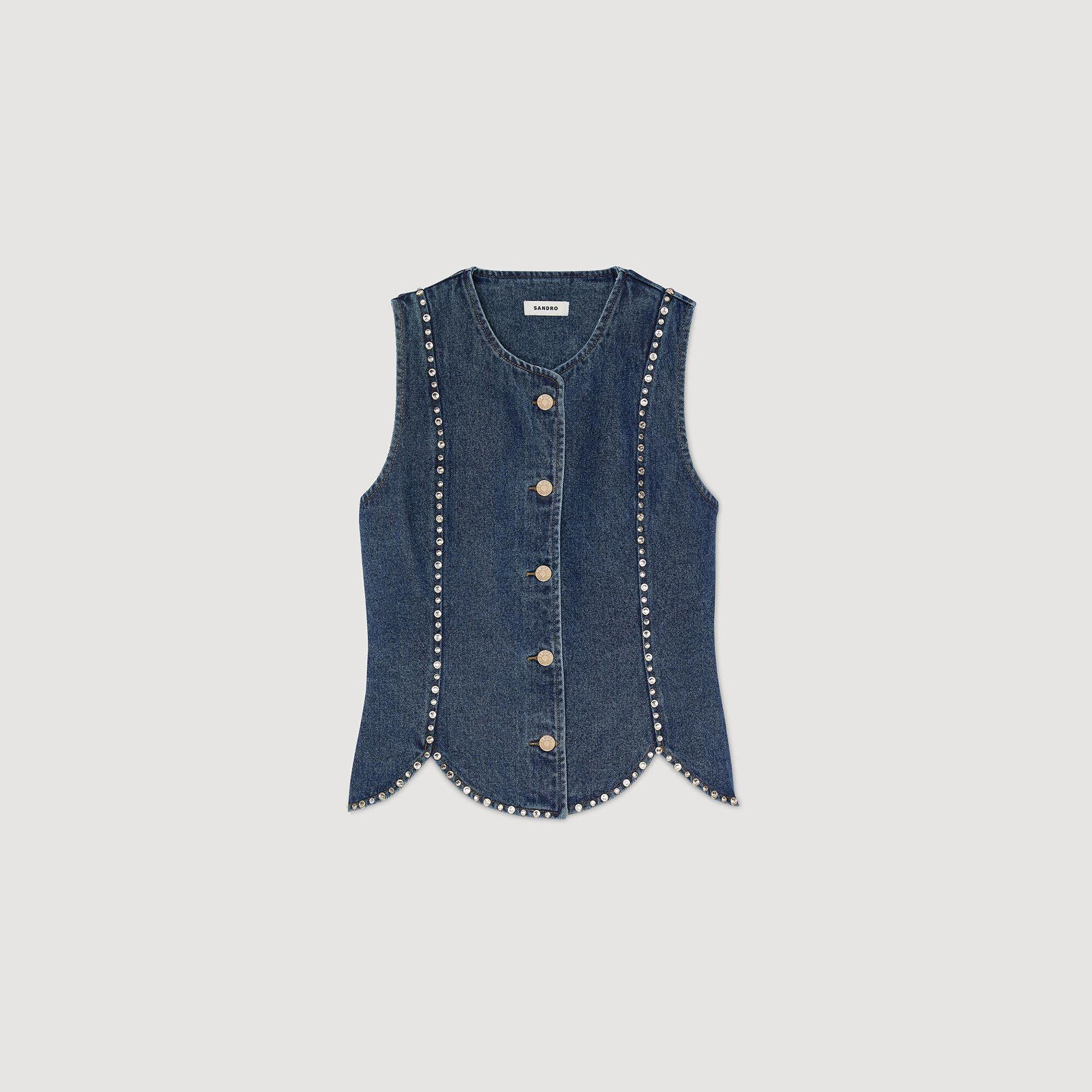 RHINESTONE DENIM TOP - 6