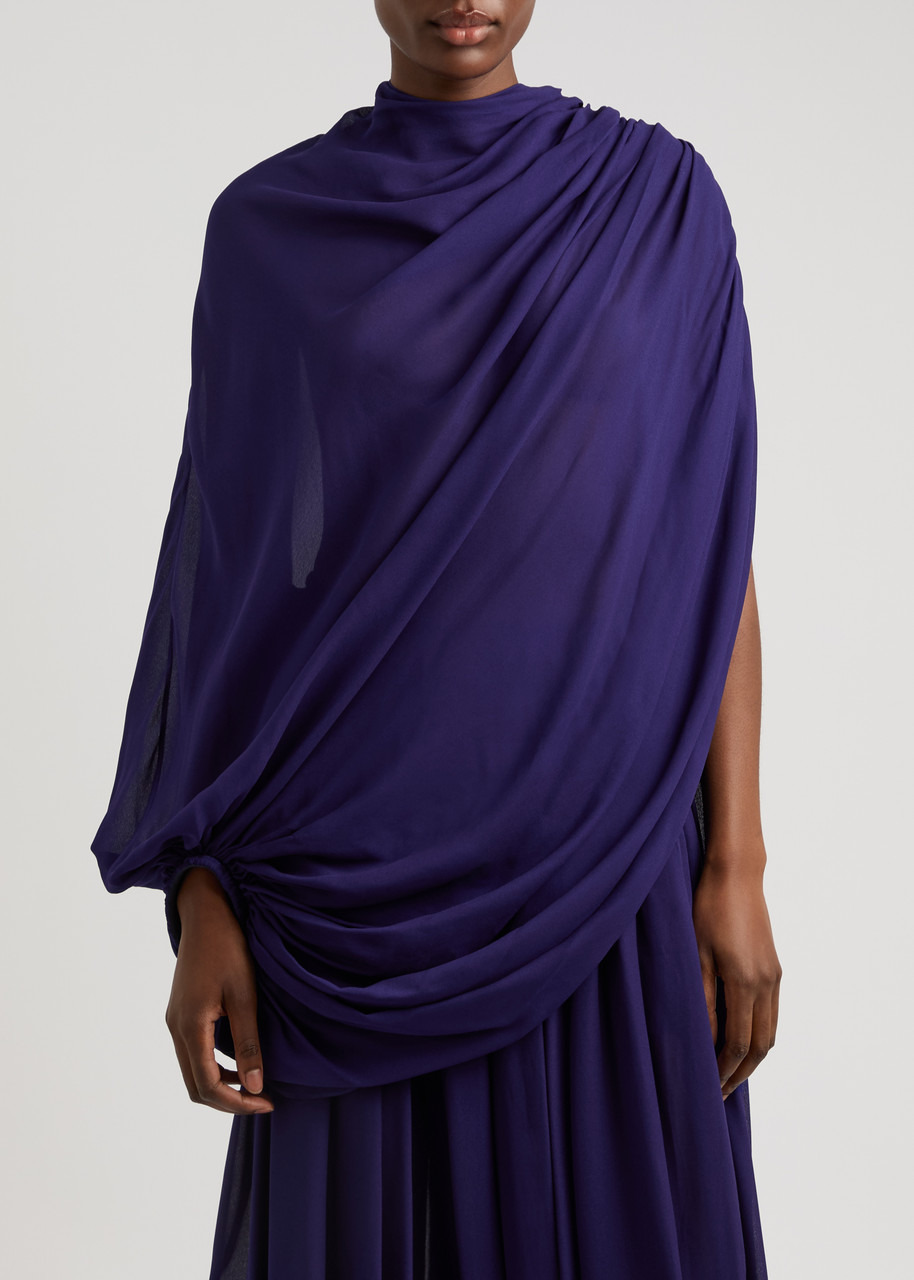 Alaïa Asymmetric Draped Georgette top - 2