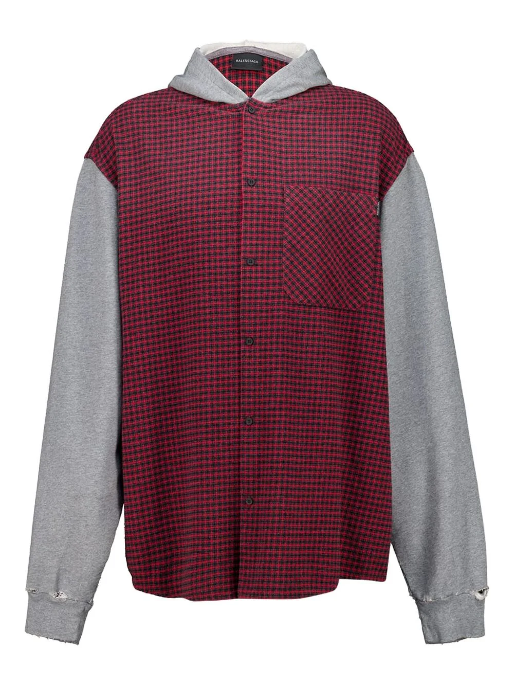 hooded check shirt jacket - 1