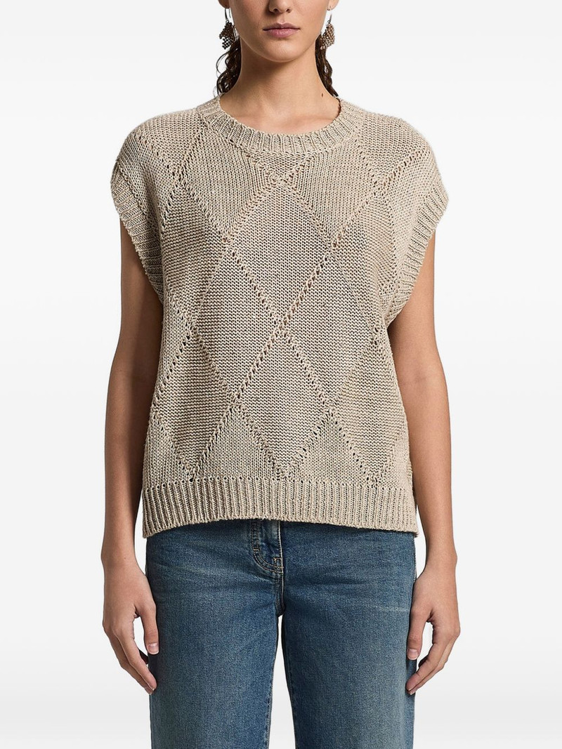 sequinned open-knit vest 1