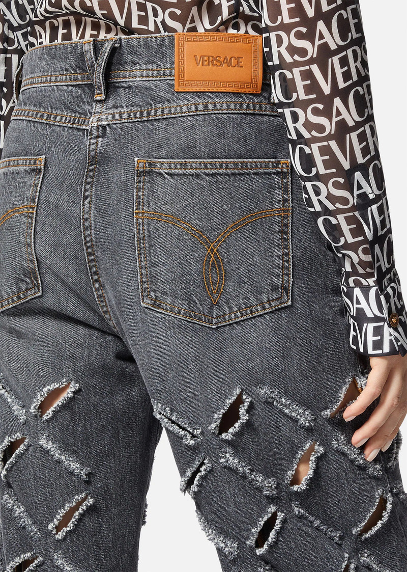 Slashed Wide-Leg Jeans 5