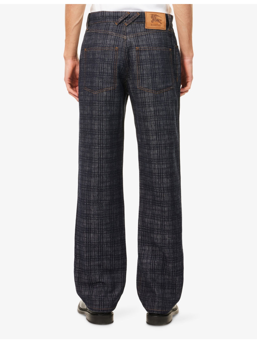 Check-Print Straight-Leg Denim Jeans - 4