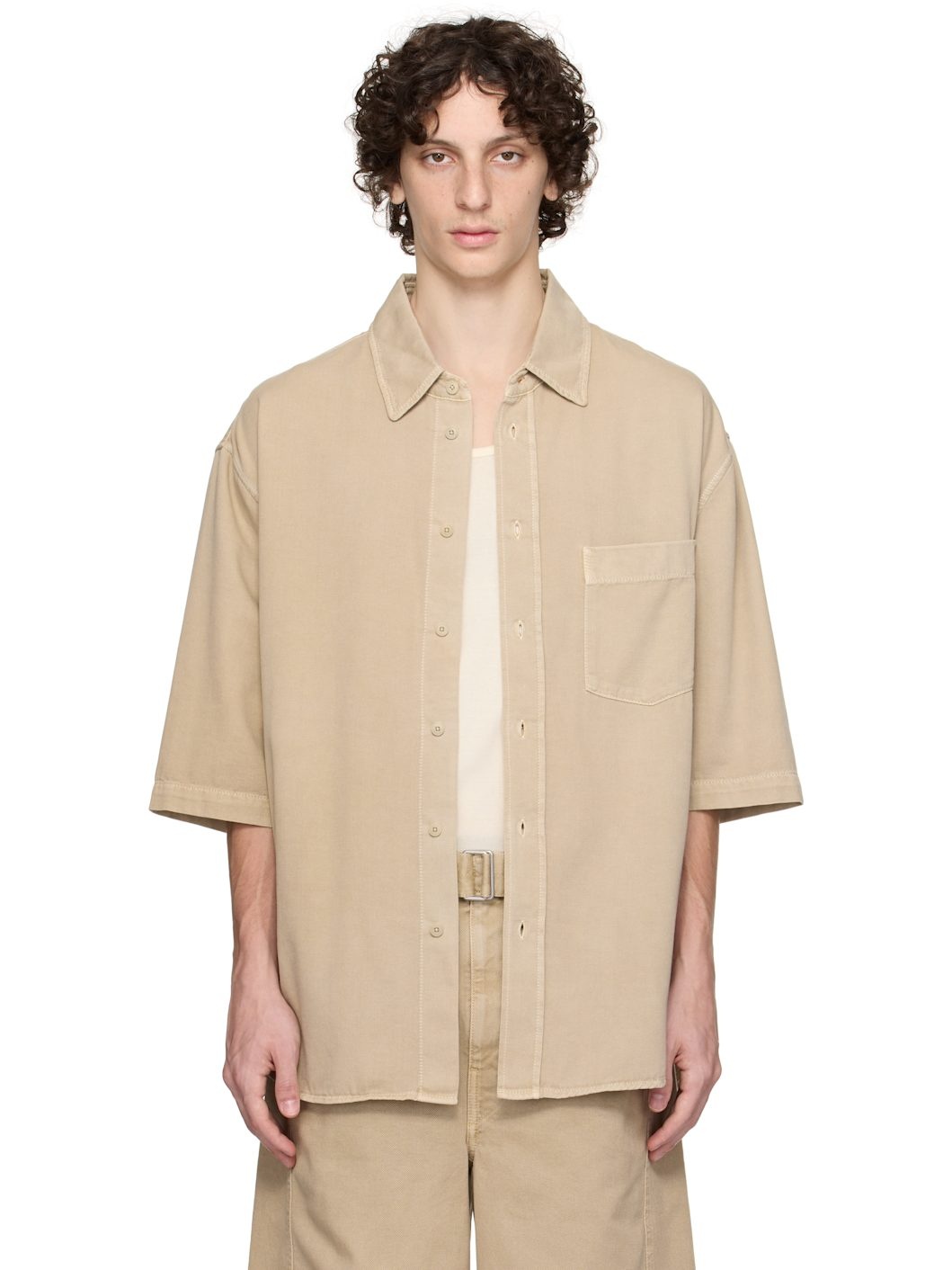 Taupe S/S Denim Shirt - 1