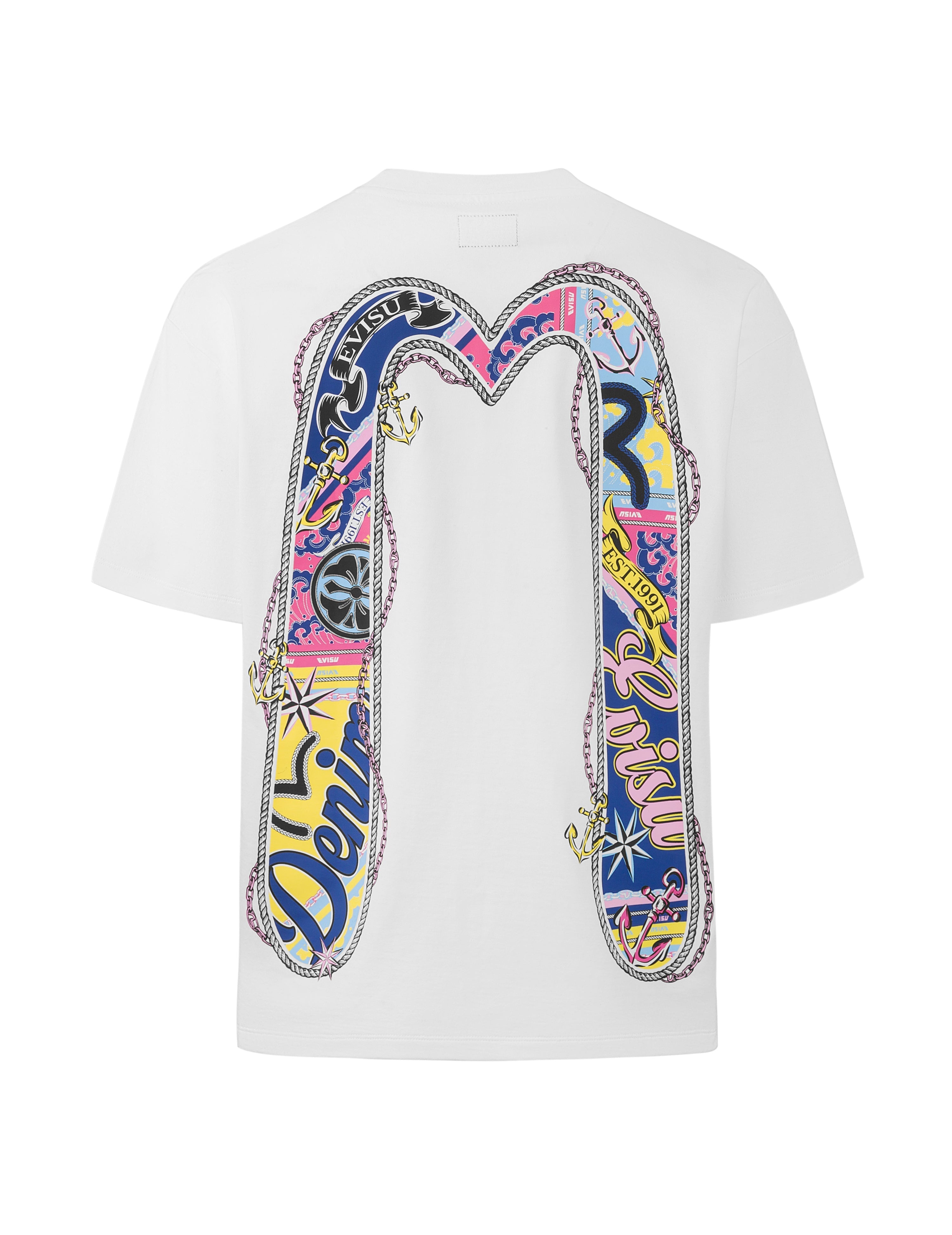 Twisted Rope and Daicock Anchor Print Oversized T-Shirt - 11
