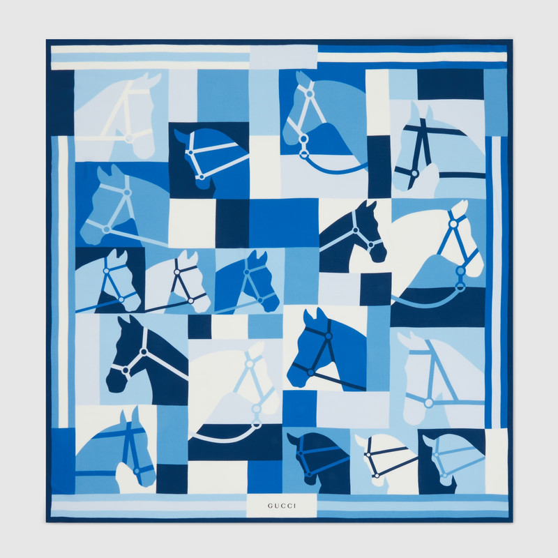 Wool shawl with equestrian motif 1