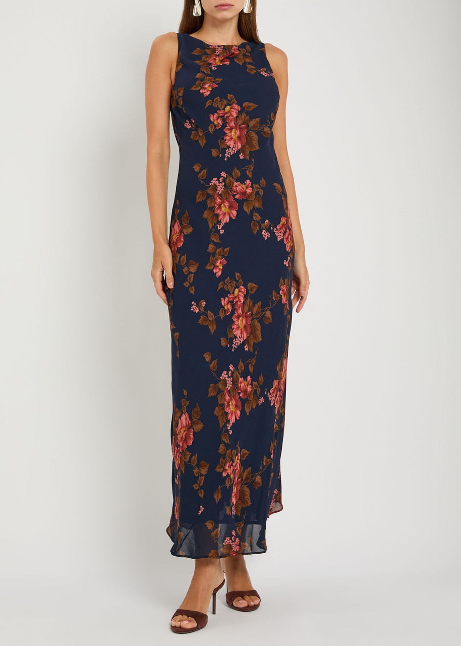 Reformation Prescott Floral Print Chiffon Maxi Dress - 4