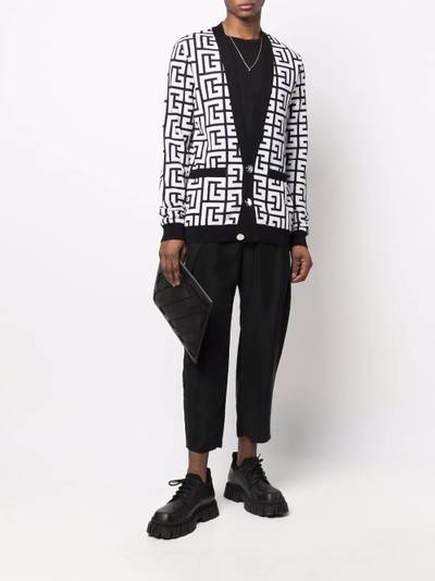 Balmain monogram-print knitted cardigan outlook