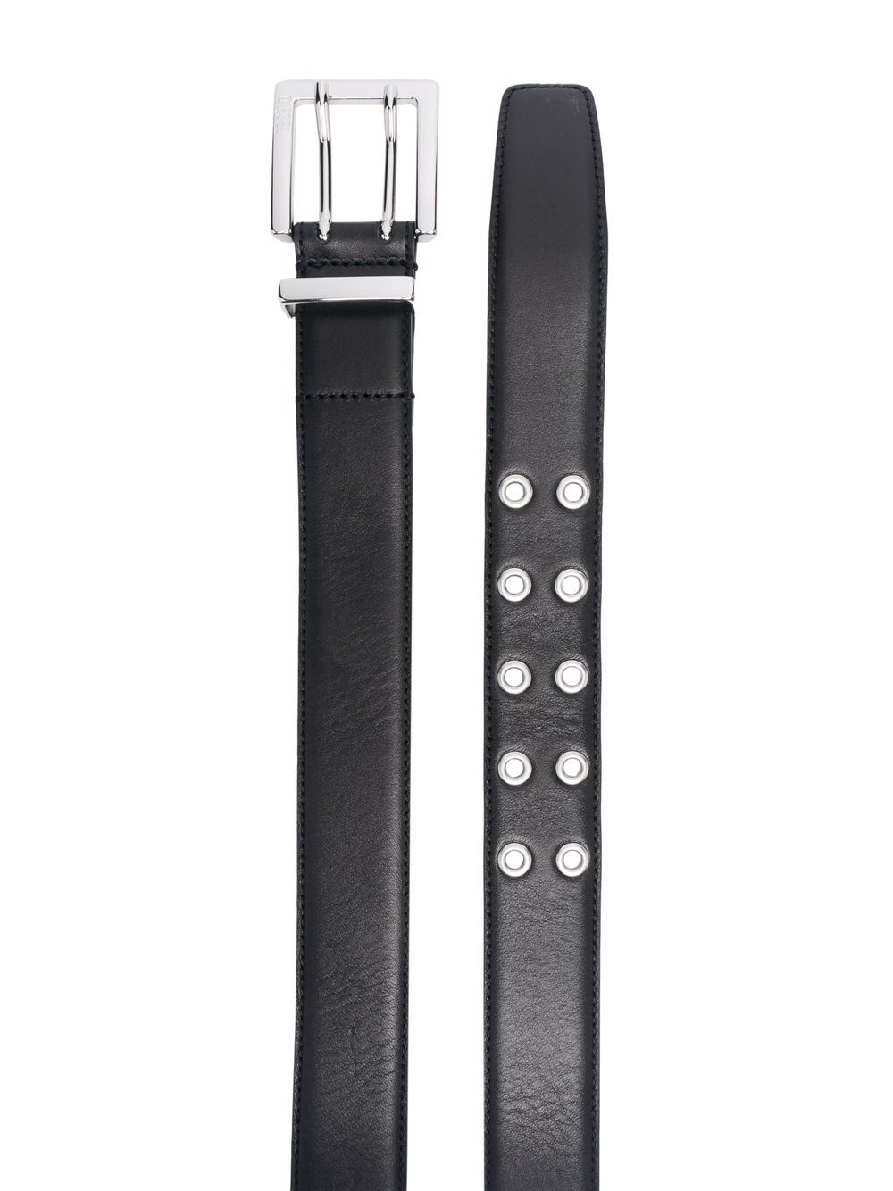 eyelet-detail padded leather belt - 2