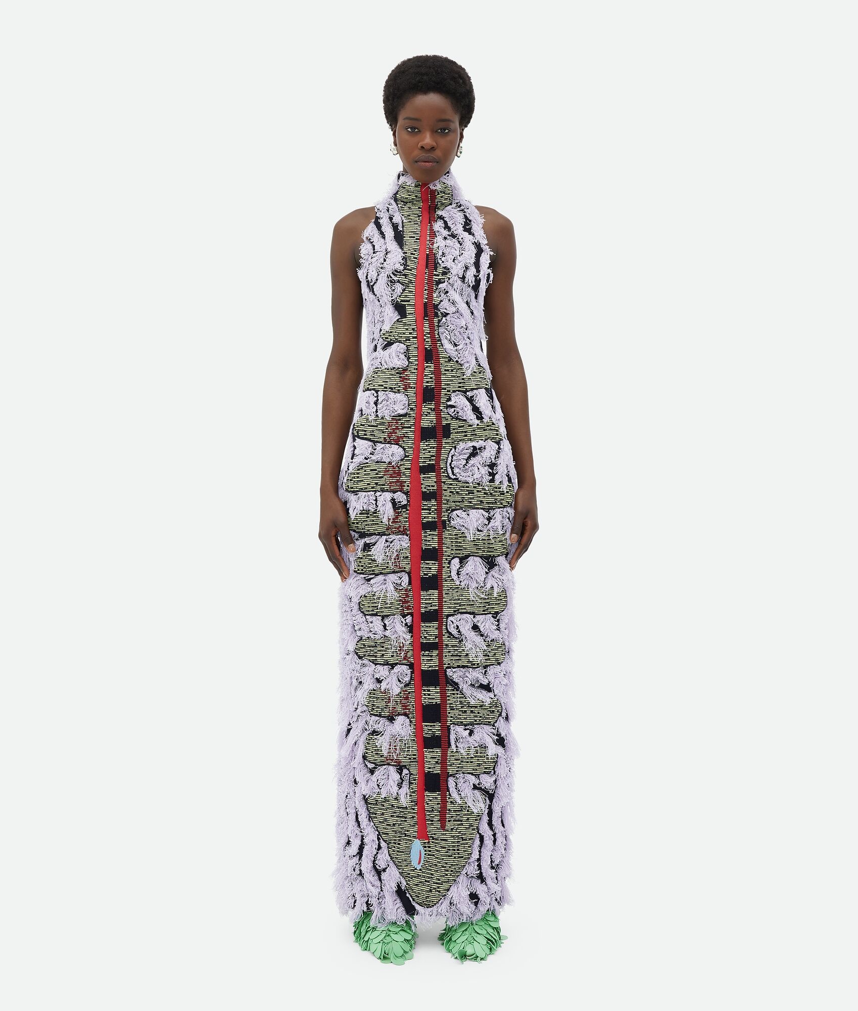 Jacquard Fringed Long Dress - 1