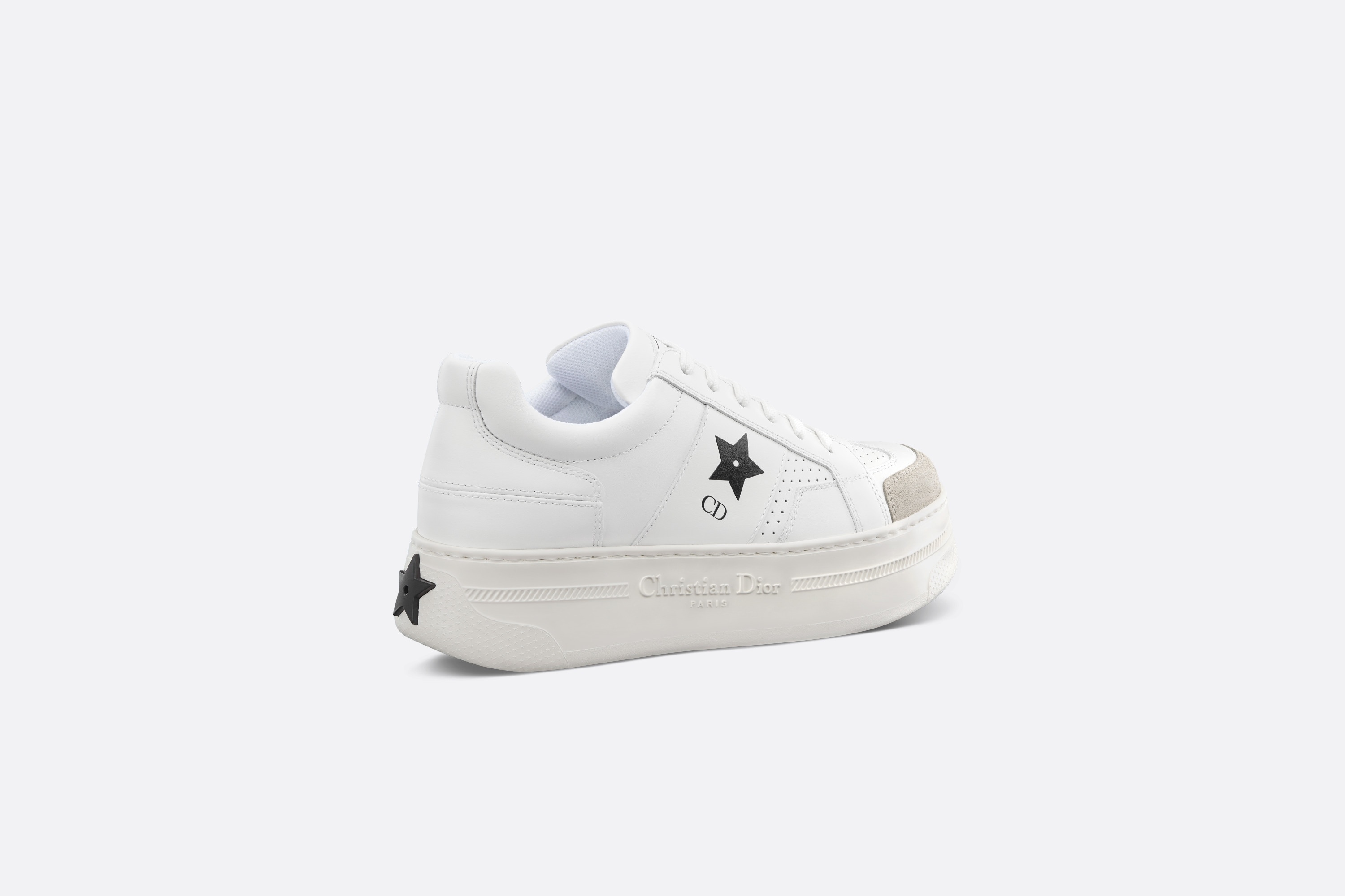【ワンポイントが素敵♪】Dior Star プラットフォームスニーカー Dior Star Platform Sneaker White Calfskin and Suede Calfskin