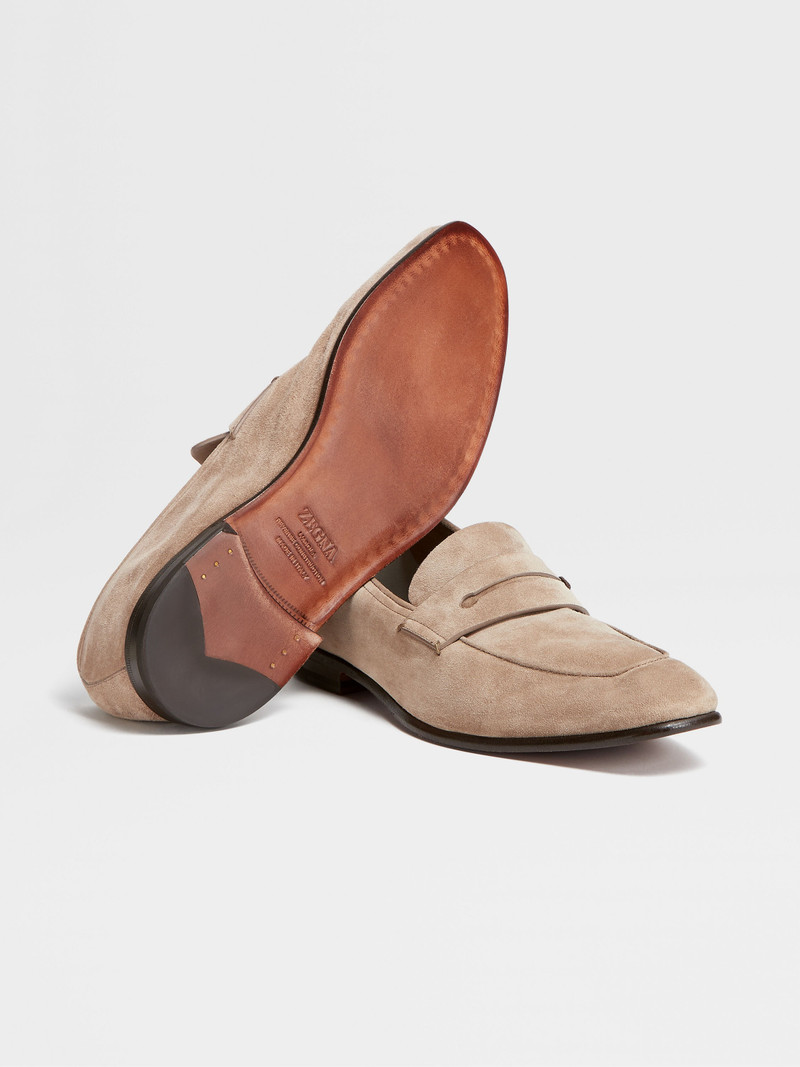 ZEGNA LIGHT BEIGE SUEDE L'ASOLA LOAFERS outlook