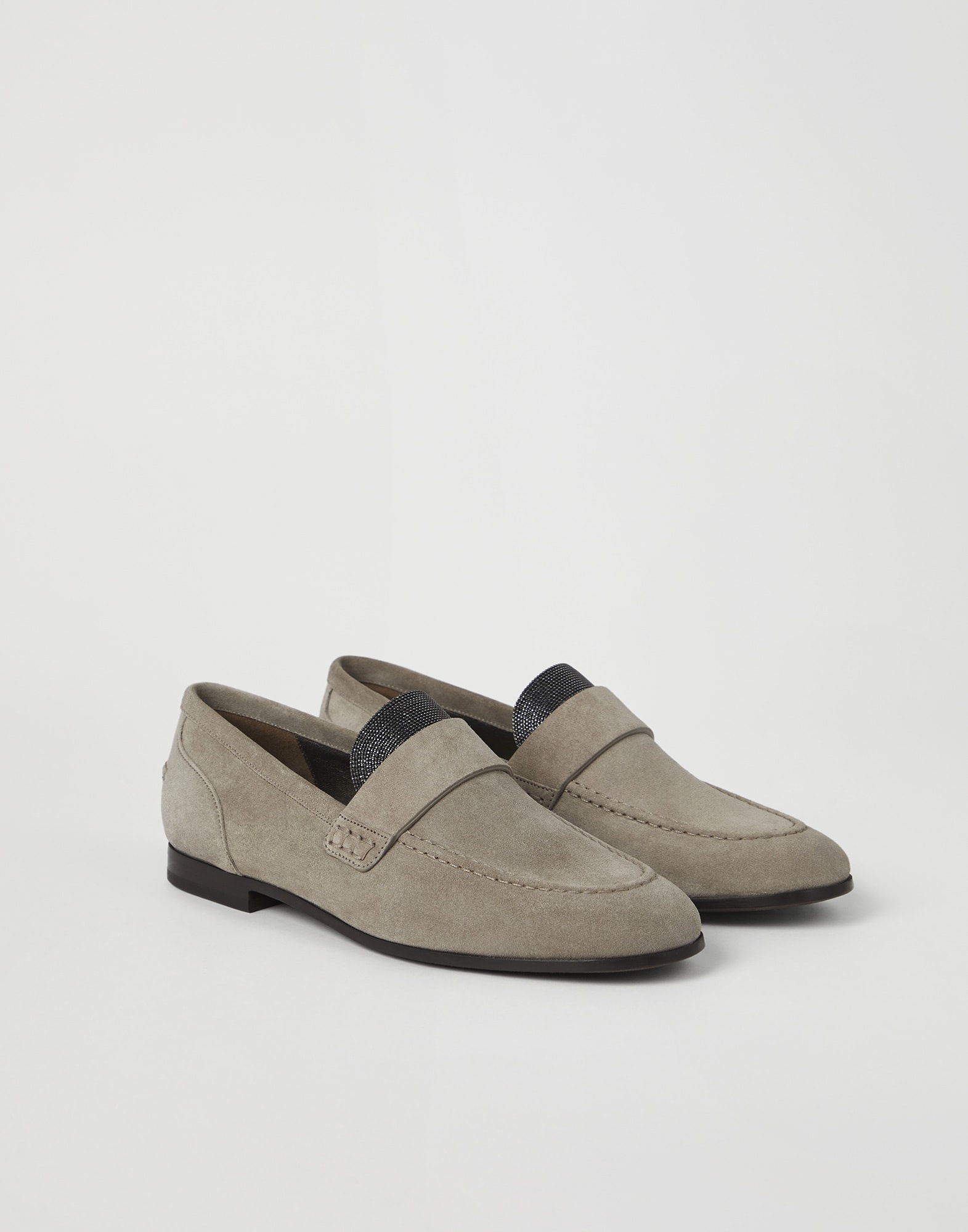 Suede penny loafers with precious insert - 1