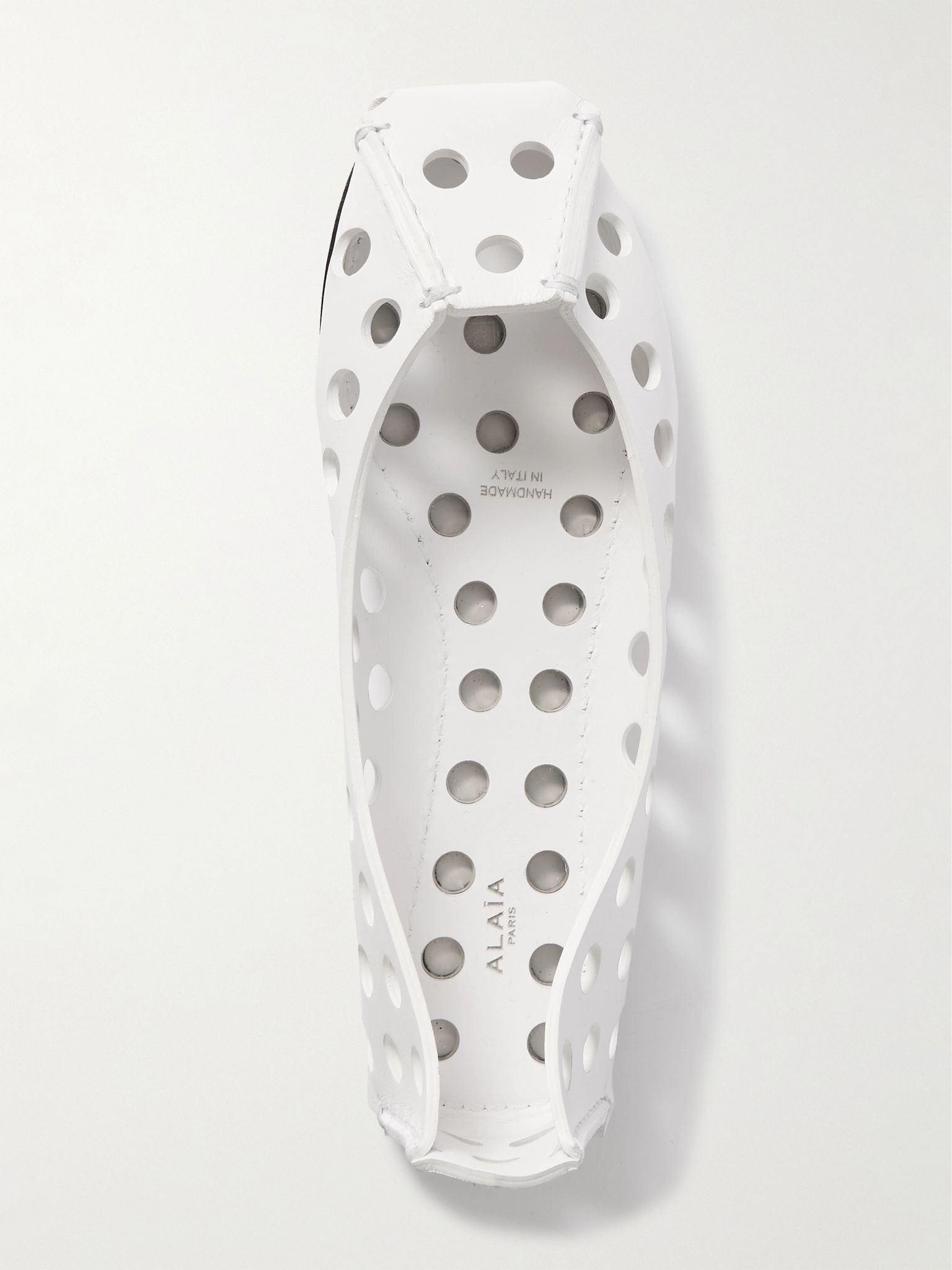 Perforated leather ballet flats White - 5