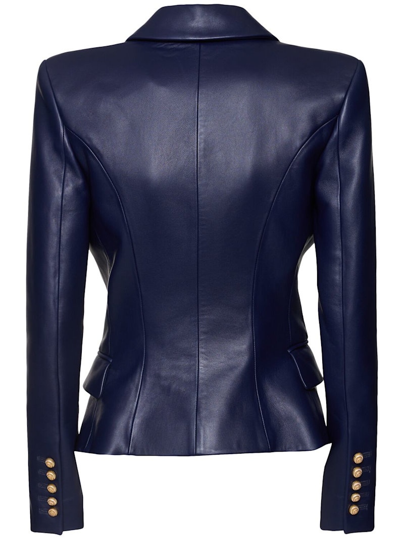 Buttoned leather jacket - 5