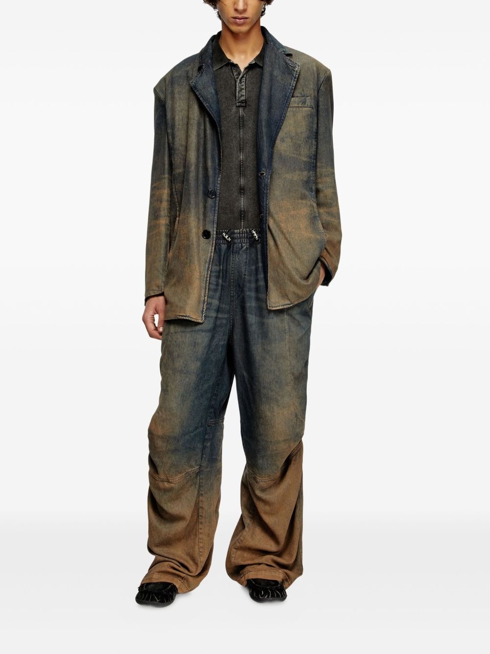 distressed denim blazer - 3