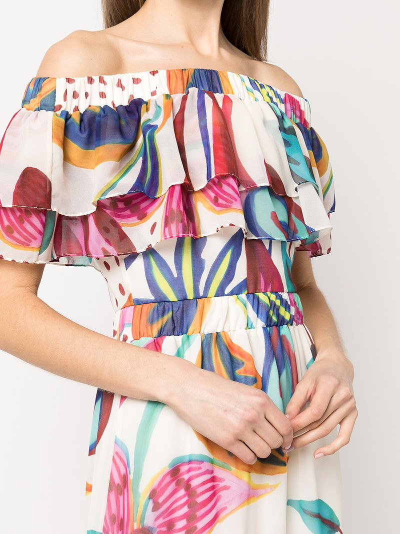 floral-print off-the-shoulder midi dress 5