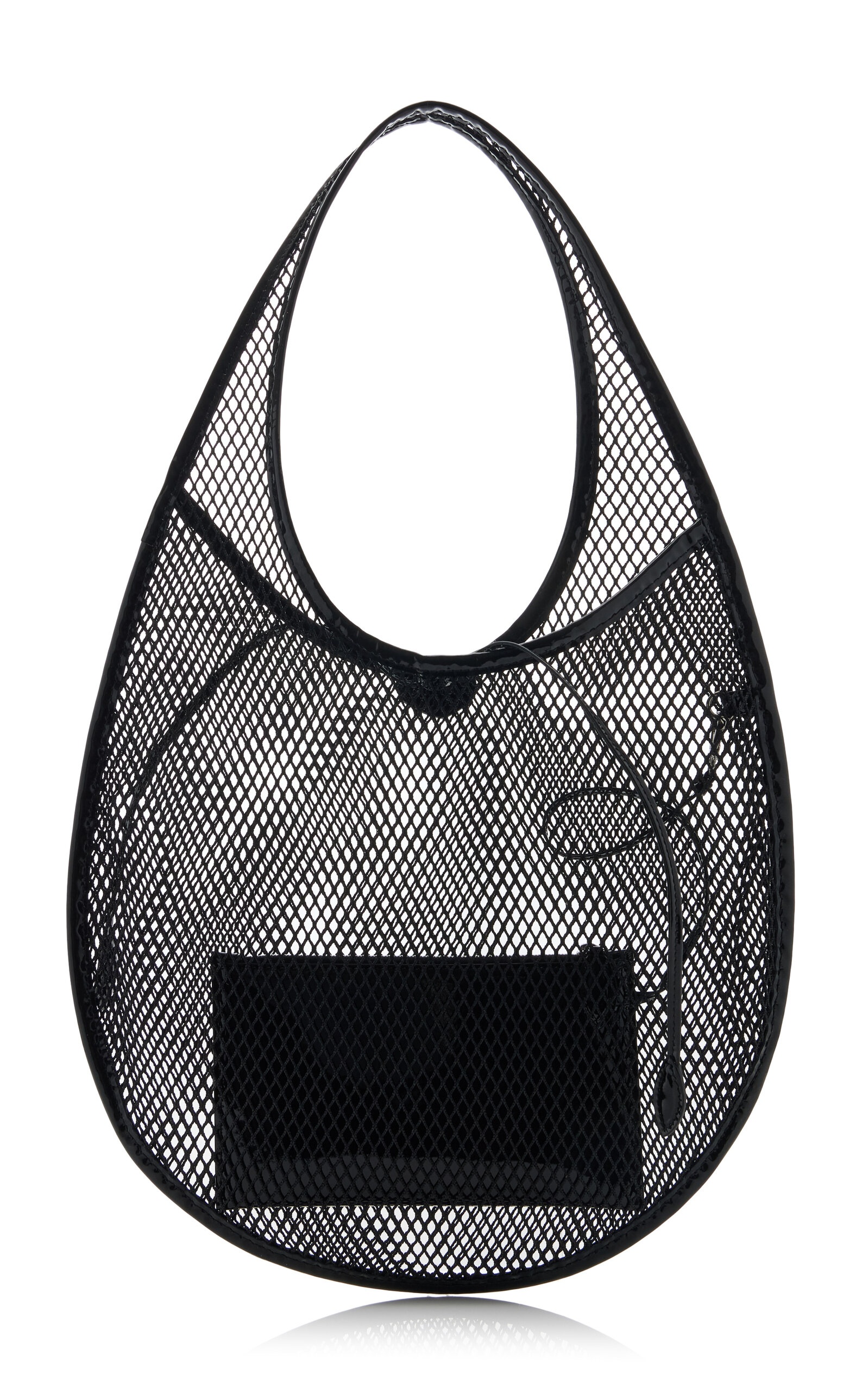 Alaïa One Piece Medium Leather-Trimmed Mesh Tote Bag black