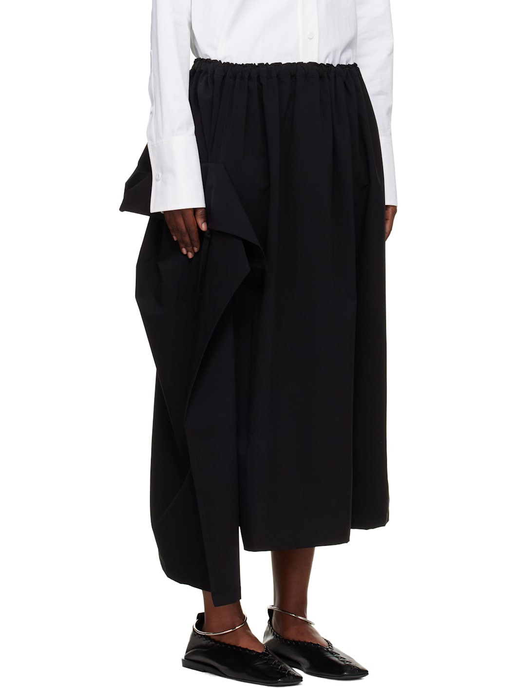 Black Sa-Gathered Maxi Skirt - 2