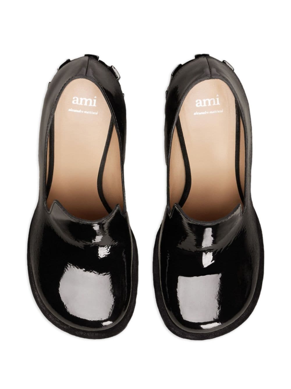 round heel patent-leather loafers - 4