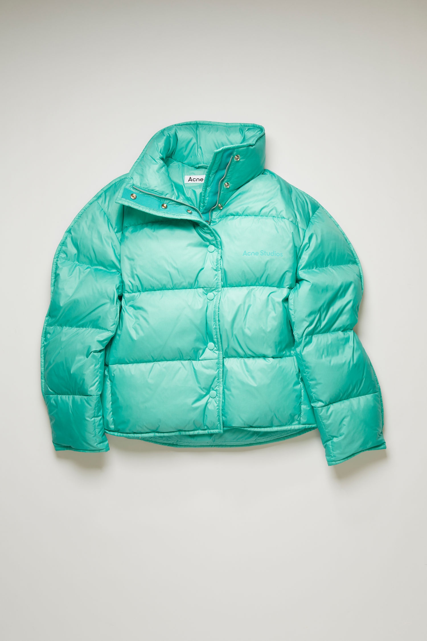 Cropped down jacket turquoise blue - 1