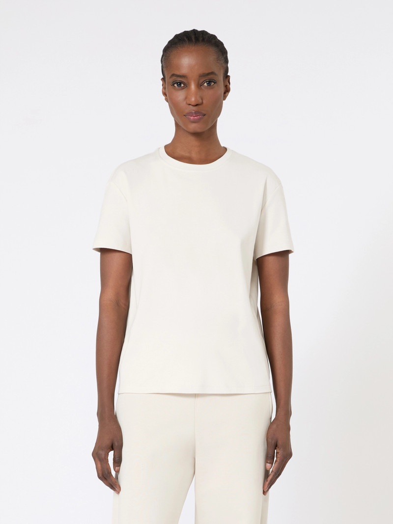BELLA Embroidered jersey T-shirt - SAND 3