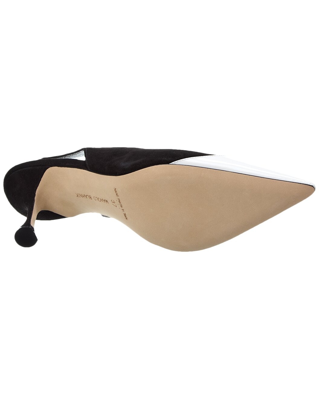 Manolo Blahnik Zaborus 70 Leather & Suede Slingback Pump - 4
