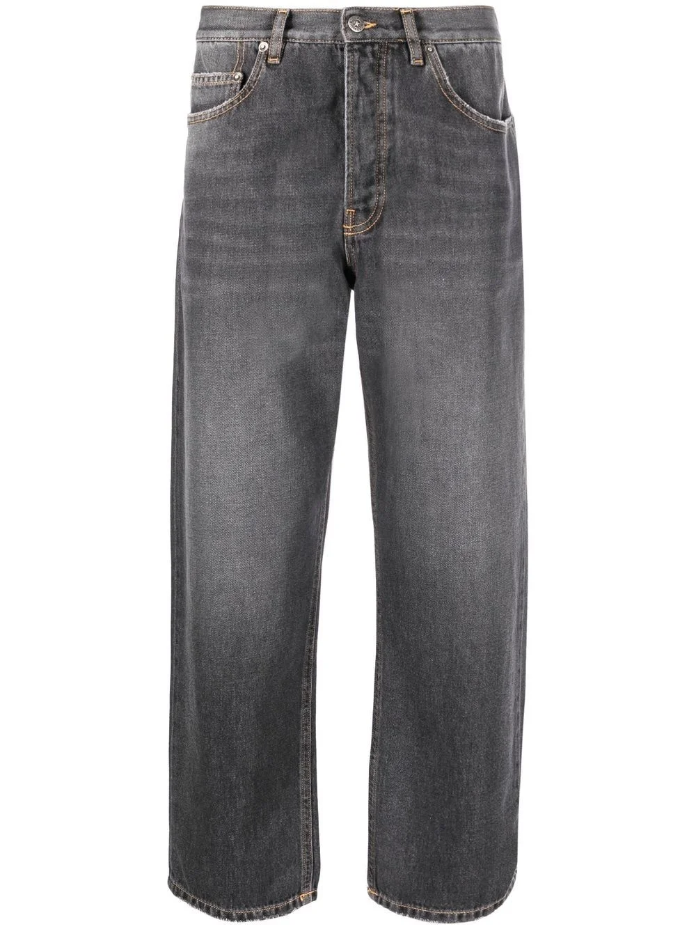 washed straight-leg denim jeans - 1
