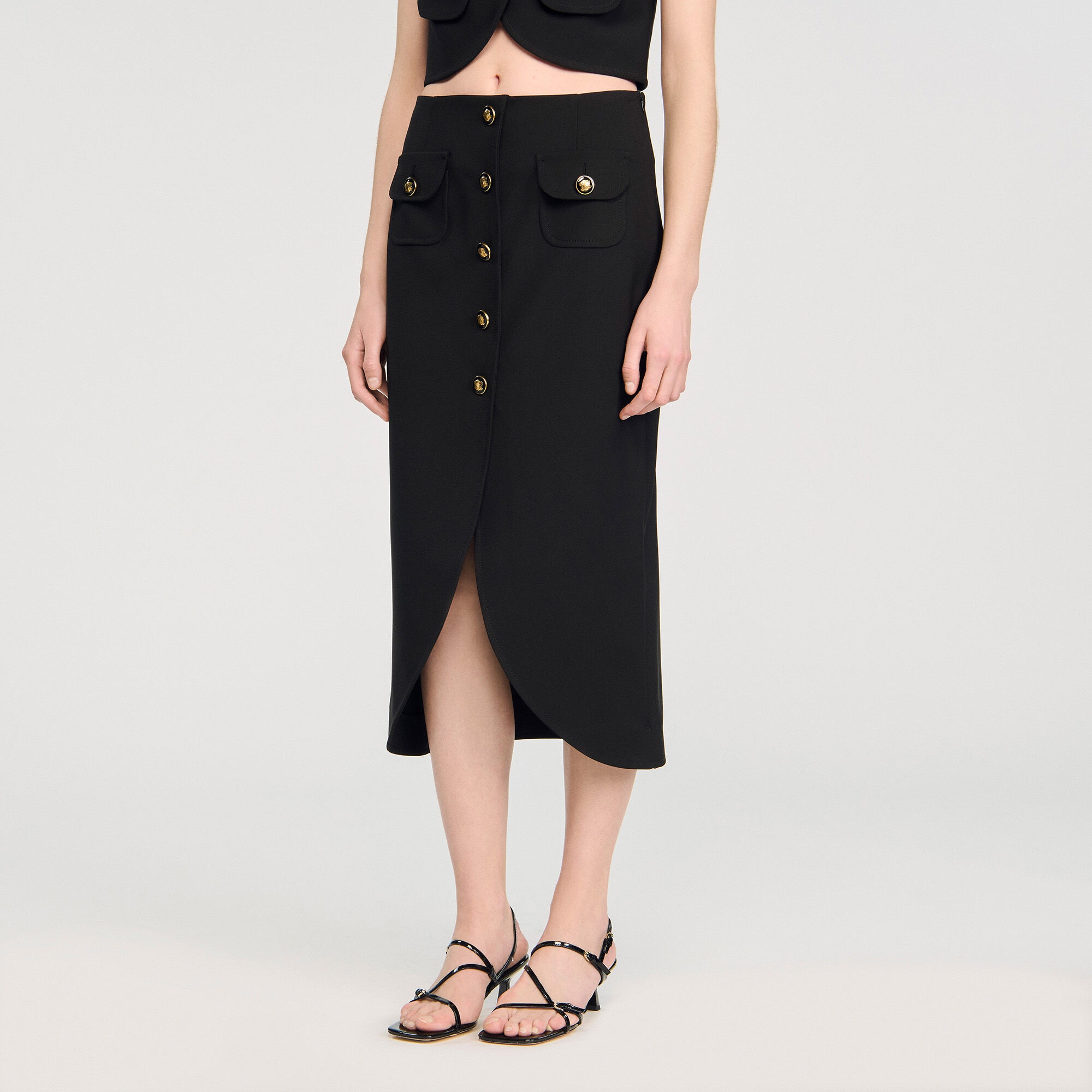BUTTONED MIDI SKIRT - 4