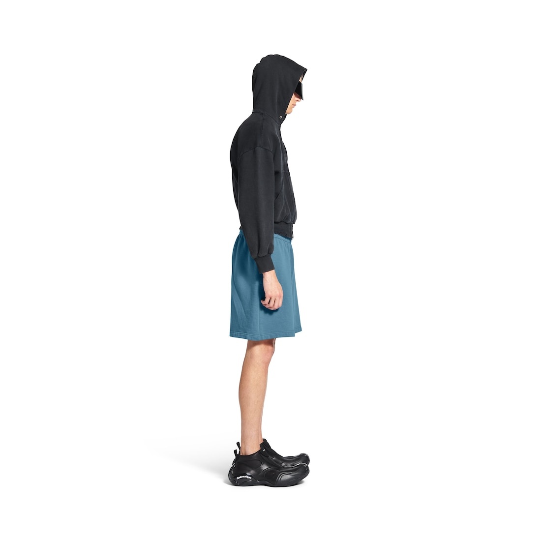Men's Balenciaga Back Reflective Shorts in Grey Blue - 3