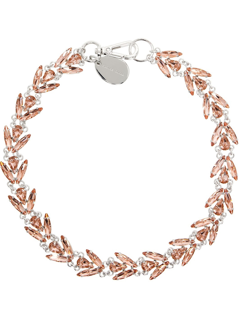 Silver & Pink Crystal Floret Necklace 1