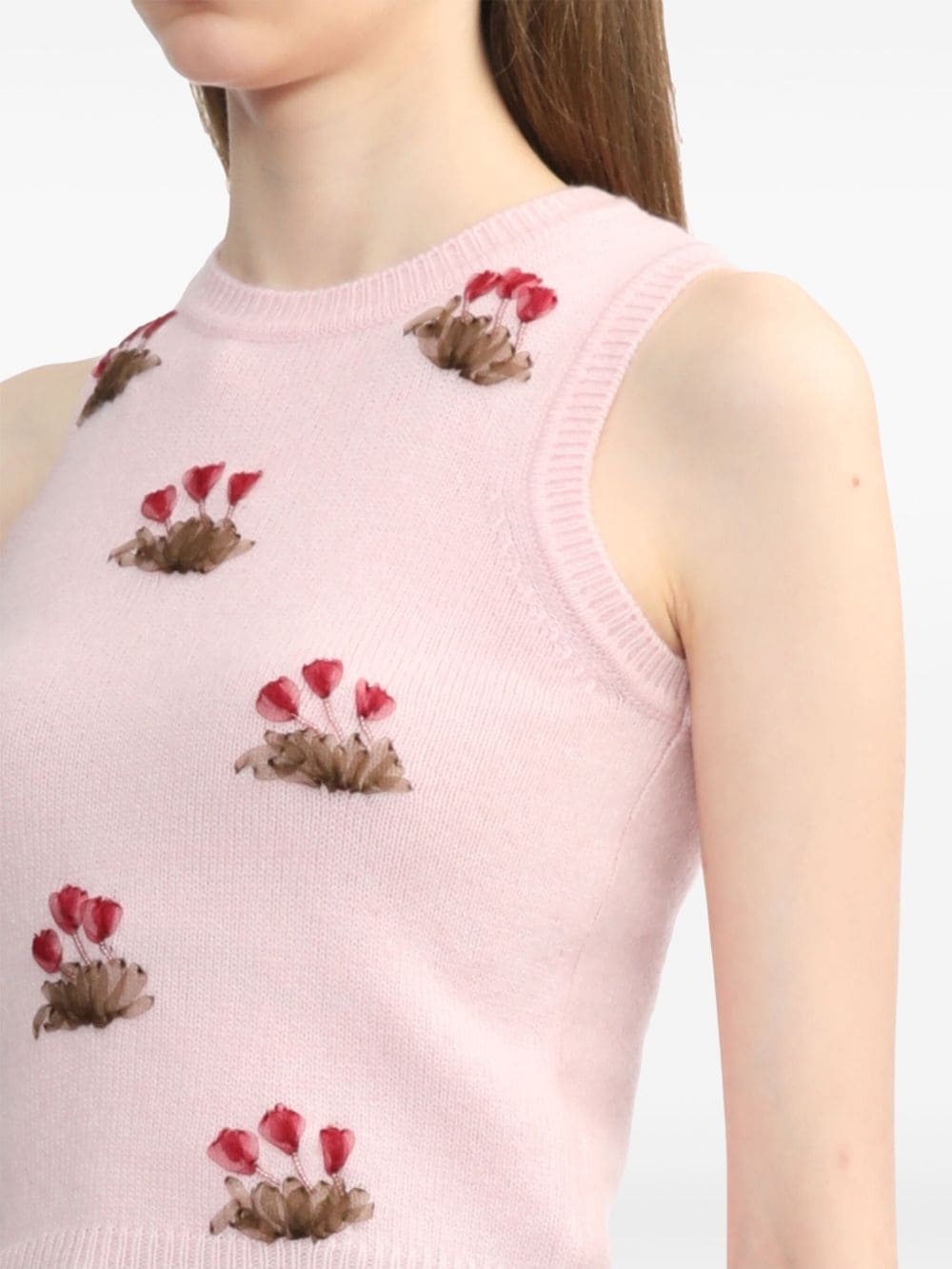 floral-appliqué vest - 5