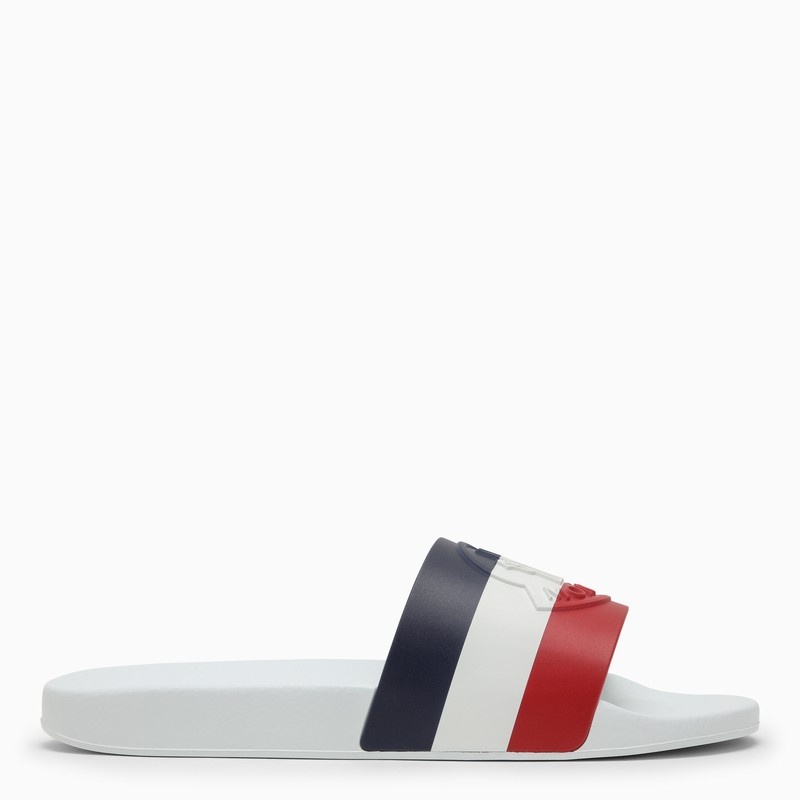White Basile slide with tricolour band and logo - 1